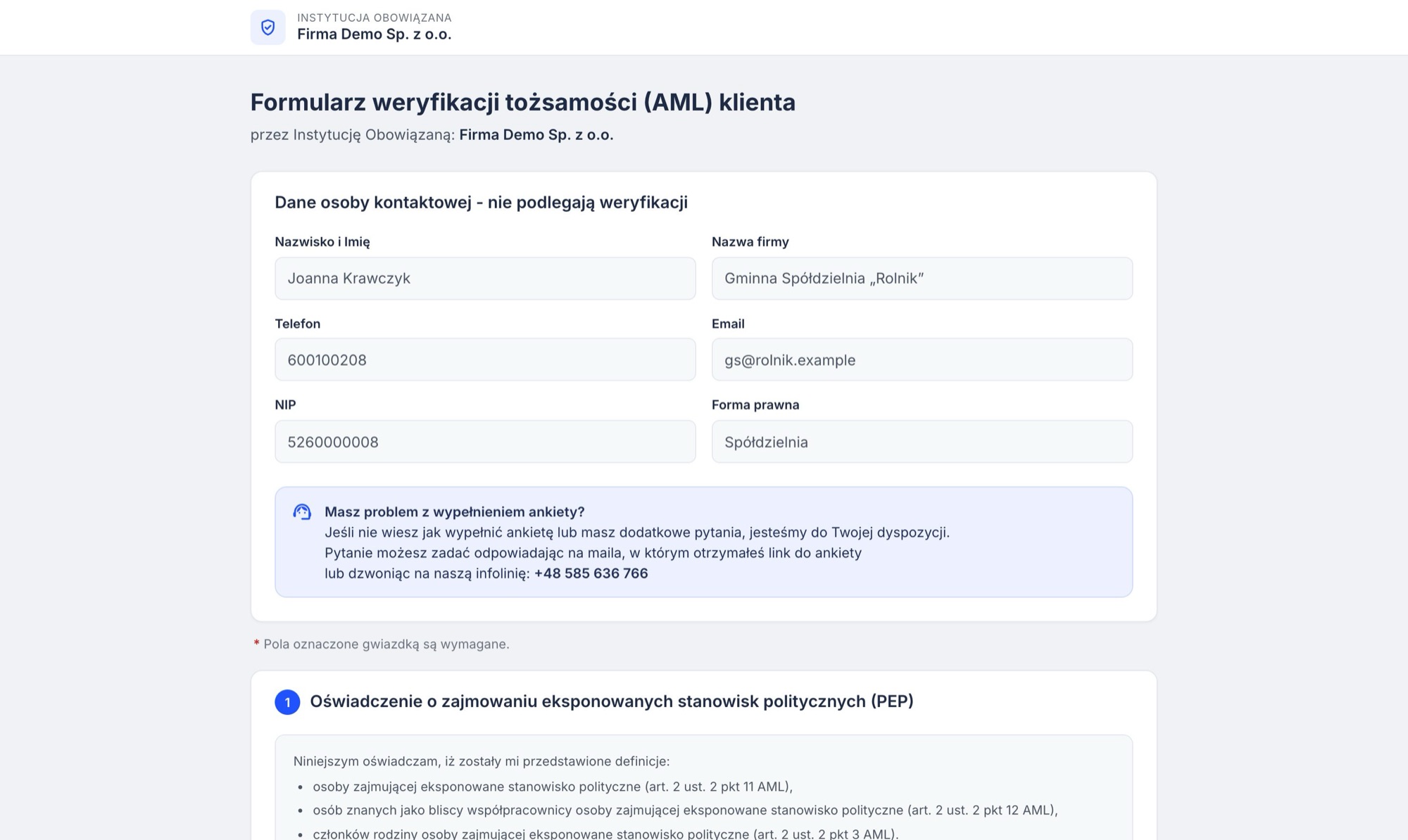 GoAML.pl: ankieta AML wypełniana przez klienta online